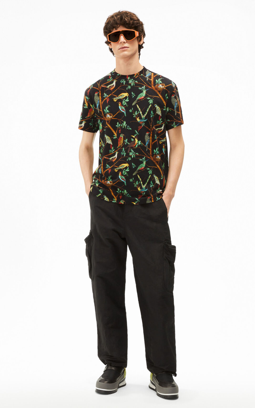 Kenzo Tapestry of birds casual Tシャツ メンズ 黒 - IMQVFA097